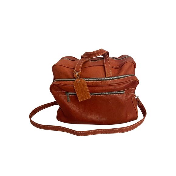VTG GAITAN Leather Weekender Duffel Travel Bag Burnt Brown Handmade Mexico - Picture 1 of 7